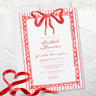 Invitación Torta de Cumpleaños de Novia con Lazo de Acuarela