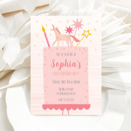 Invitación Torta de cumpleaños de Unicorn