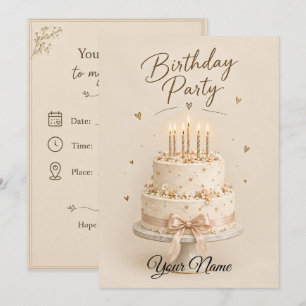 Invitación Torta de cumpleaños elegante
