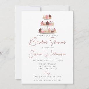 Invitación Torta De Cumpleaños Elegante Bridal Shower Acuarel