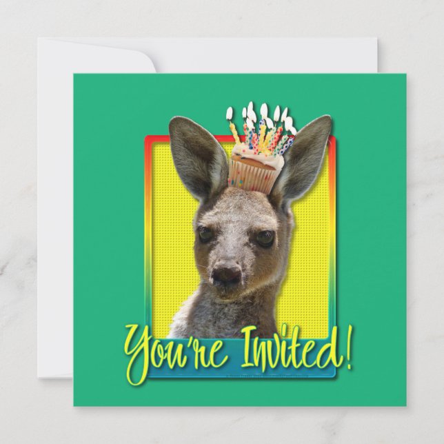 Invitación Torta de cumpleaños - Kangaroo (Anverso)