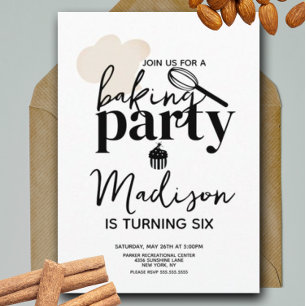 Invitación Torta De Cumpleaños Partido Batidor Sombrero Cupca