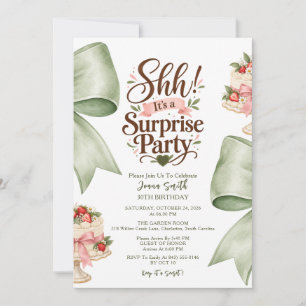 Invitación Torta de cumpleaños sorpresa con lazo coquette ver