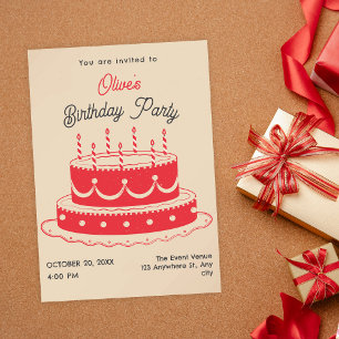 Invitación Torta de cumpleaños vintage