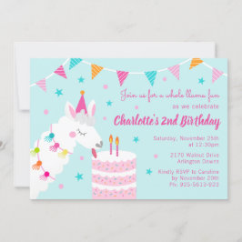 Invitación Torta de diversión de Llama entera 2º cumpleaños A