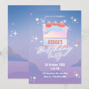 Invitación Torta de fresa brillante