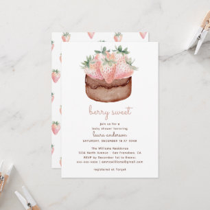 Invitación Torta De Fresa Dulce Fiesta De Revelación De Bebé