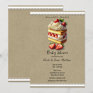 Invitación Torta de Fresa para Baby Shower