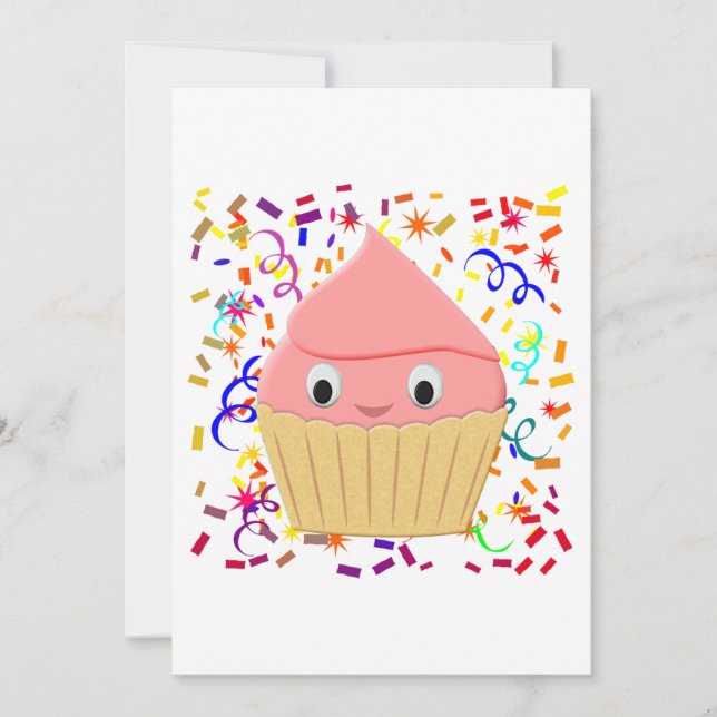 Invitación Torta de fresa Personalizado con confetti (Anverso)