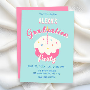 Invitación Torta de graduación rosa azul