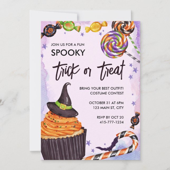 Invitación Torta de Halloween o pastelito (Anverso)