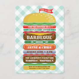 Invitación Torta de Hamburguesa Apilada Fiesta de Bebé Barbac