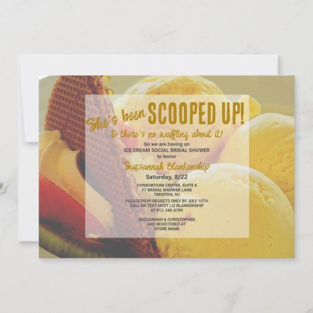 Invitación Torta de helado de la ducha nupcial She's Been Sco (Anverso)