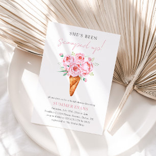 Invitación Torta de helado floral rosa para despedida de solt