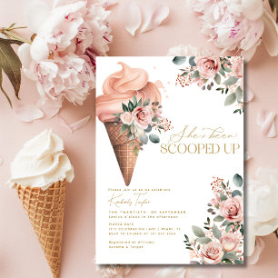 Invitación Torta de helado floral rosa Shower Nupcial
