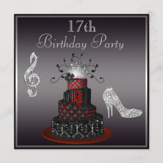 Invitación Torta de la diva del disco, 17mo cumpleaños de los