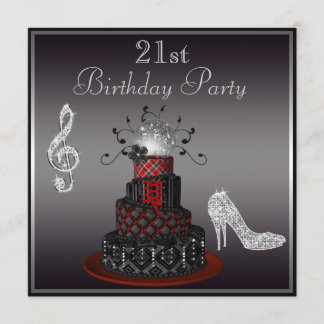 Invitación Torta de la diva del disco, 21ro cumpleaños de los