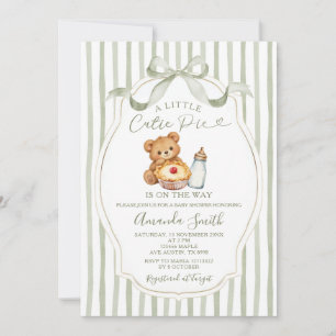Invitación Torta De Osito Verde Esmeralda Fiesta De Bebé