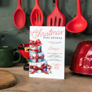 Invitación Torta De Pañales De Navidad Fiesta De Bebé