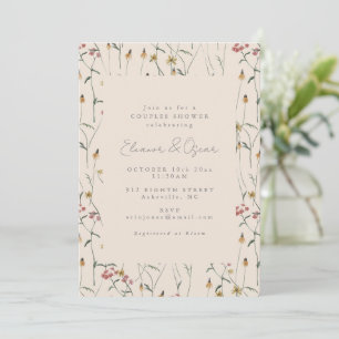 Invitación Torta de parejas boho floral de flores silvestres