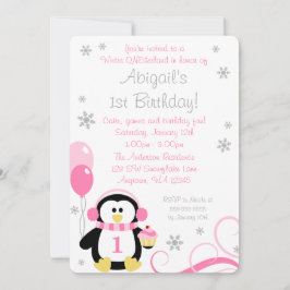 Invitación Torta de pingüino sacude el invierno Onederland Gr