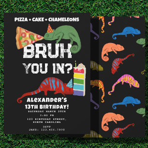 Invitación Torta De Pizza De Cumpleaños De Bruh Boy Camaleone