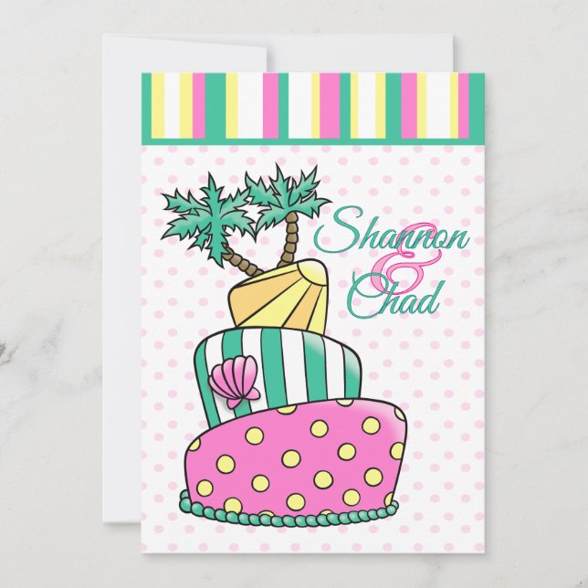 Invitación Torta de playa tropical (Anverso)