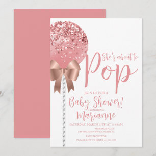 Invitación Torta de Pop de Oro Rosa a punto de estallar Fiest
