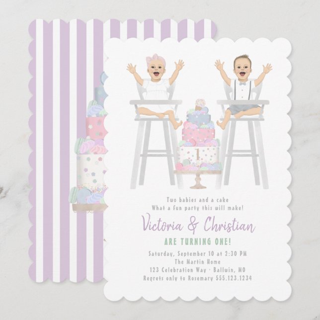 Invitación Torta de rompeolas de cumpleaños (Anverso / Reverso)
