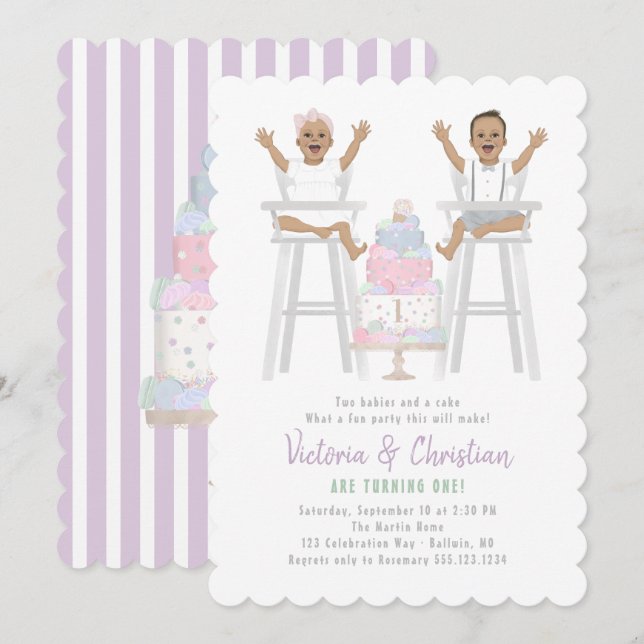 Invitación Torta de rompeolas de cumpleaños (Anverso / Reverso)