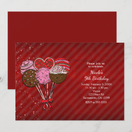 Invitación Torta de San Valentín Paletas de Cumpleaños Fiesta