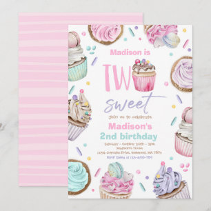 Invitación Torta de tarta 2 Fiesta de cumpleaños 2 dulce Fies