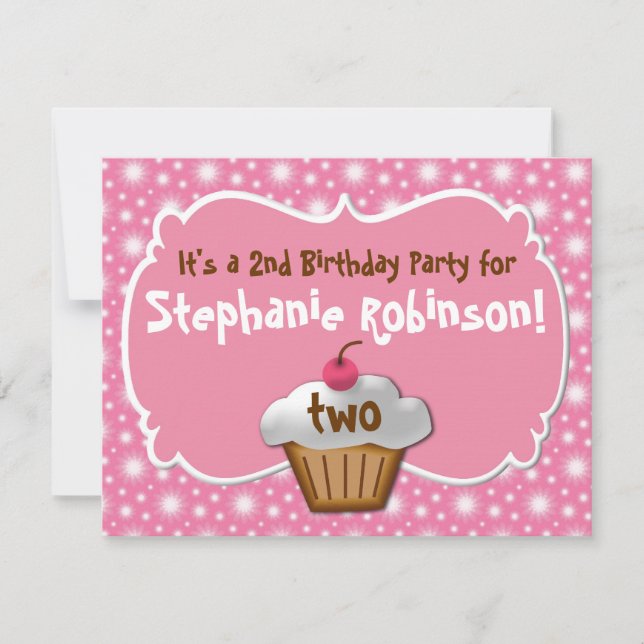 Invitación Torta de tarta escarchada de Tastey 2º cumpleaños (Anverso)