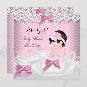 Invitación Torta de té para bebé rosado Chica de Baby Shower 