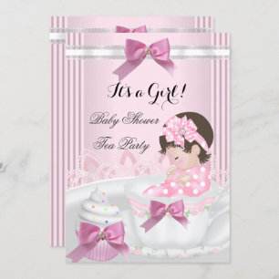 Invitación Torta de té para bebé rosado Chica de Baby Shower 