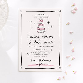 Invitación Torta de trineo con mano blanca rosada y franja ma