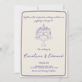 Invitación Torta Dibujada a Mano Moderna Retro boda boho