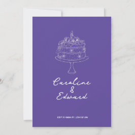 Invitación Torta Dibujada a Mano Moderna Retro boda boho