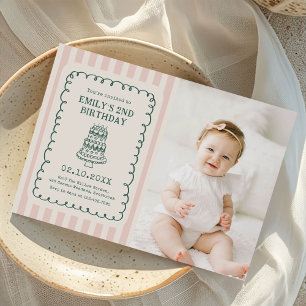Invitación Torta Dibujada a Mano Quirky Cumpleaños Único Foto