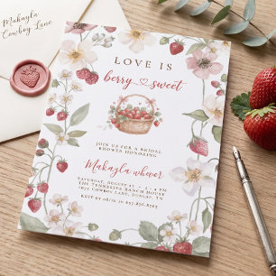 Invitación Torta Dulce de Fresa Baño de Acuarela Nupcial