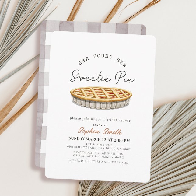 Invitación Torta Dulce Gris Gingham Despedida de Soltera (Subido por el creador)