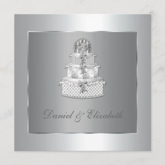 Invitación Torta Elegante Fiesta de Bodas de Plata 25 Anivers