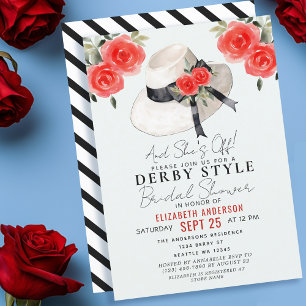 Invitación Torta Grande de Estilo Derby Rosa Fiesta de Desped