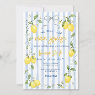 Invitación Torta Naranja Despedida de Soltera Rayas Azules