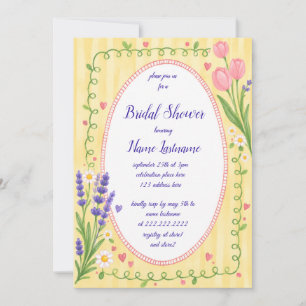 Invitación Torta Nupcial Amarillo Rosa Caprichosa 