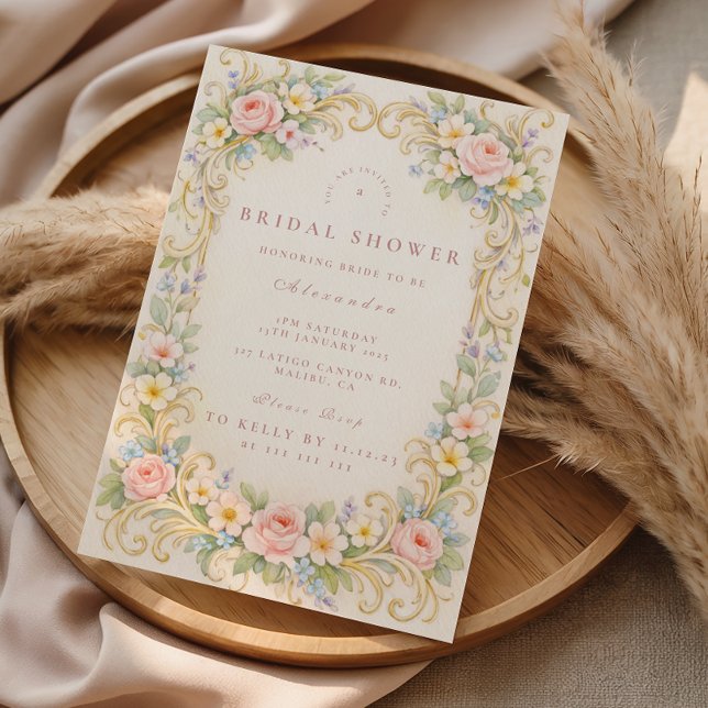 Invitación Torta Nupcial Barroca Floral Rosa (Subido por el creador)