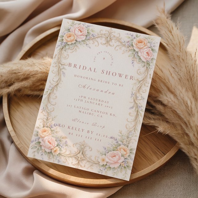 Invitación Torta Nupcial Barroca Rosa Rubor (Subido por el creador)