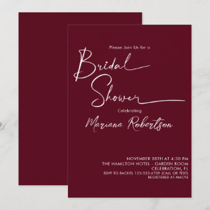 Invitación Torta Nupcial Burgundy Moderno Minimalista con Let