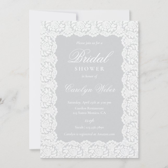 Invitación Torta Nupcial de Encaje Blanco (Anverso)