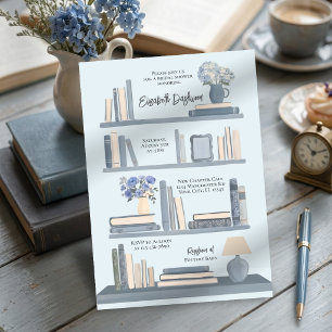 Invitación Torta Nupcial de Estantería de Libros Azul Caprich